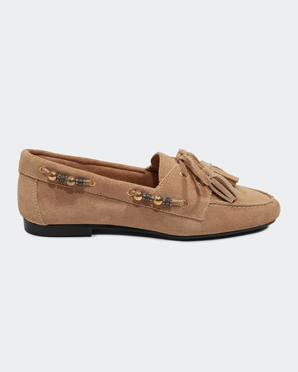 Loafer Miçangas Camurça Areia Villa Griffe