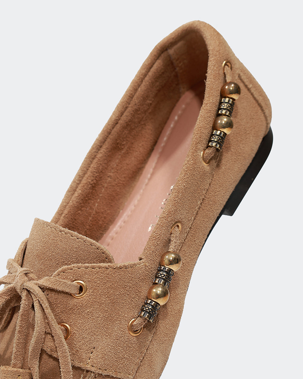Loafer Miçangas Camurça Areia Villa Griffe