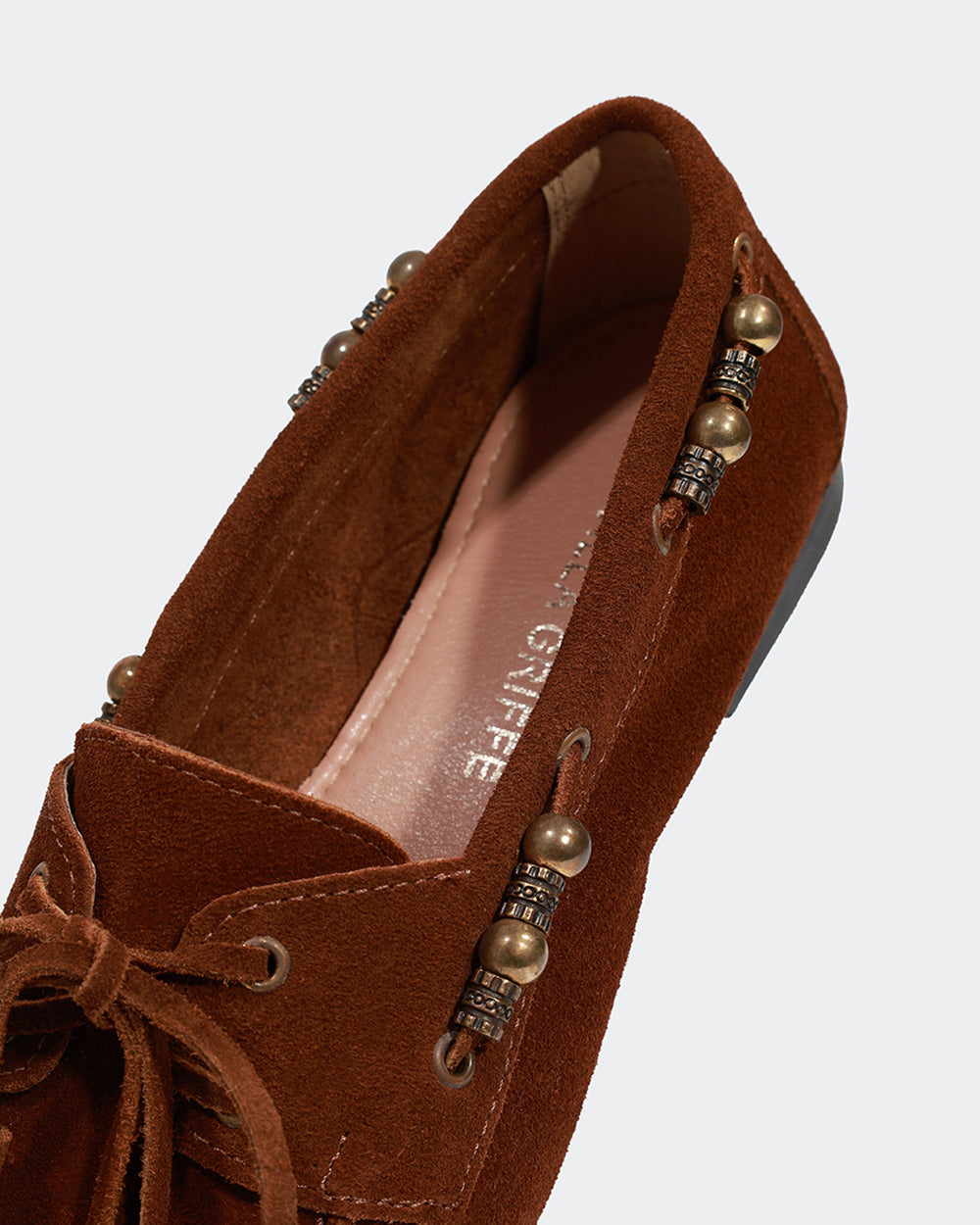 Loafer Miçangas Camurça Marrom Villa Griffe