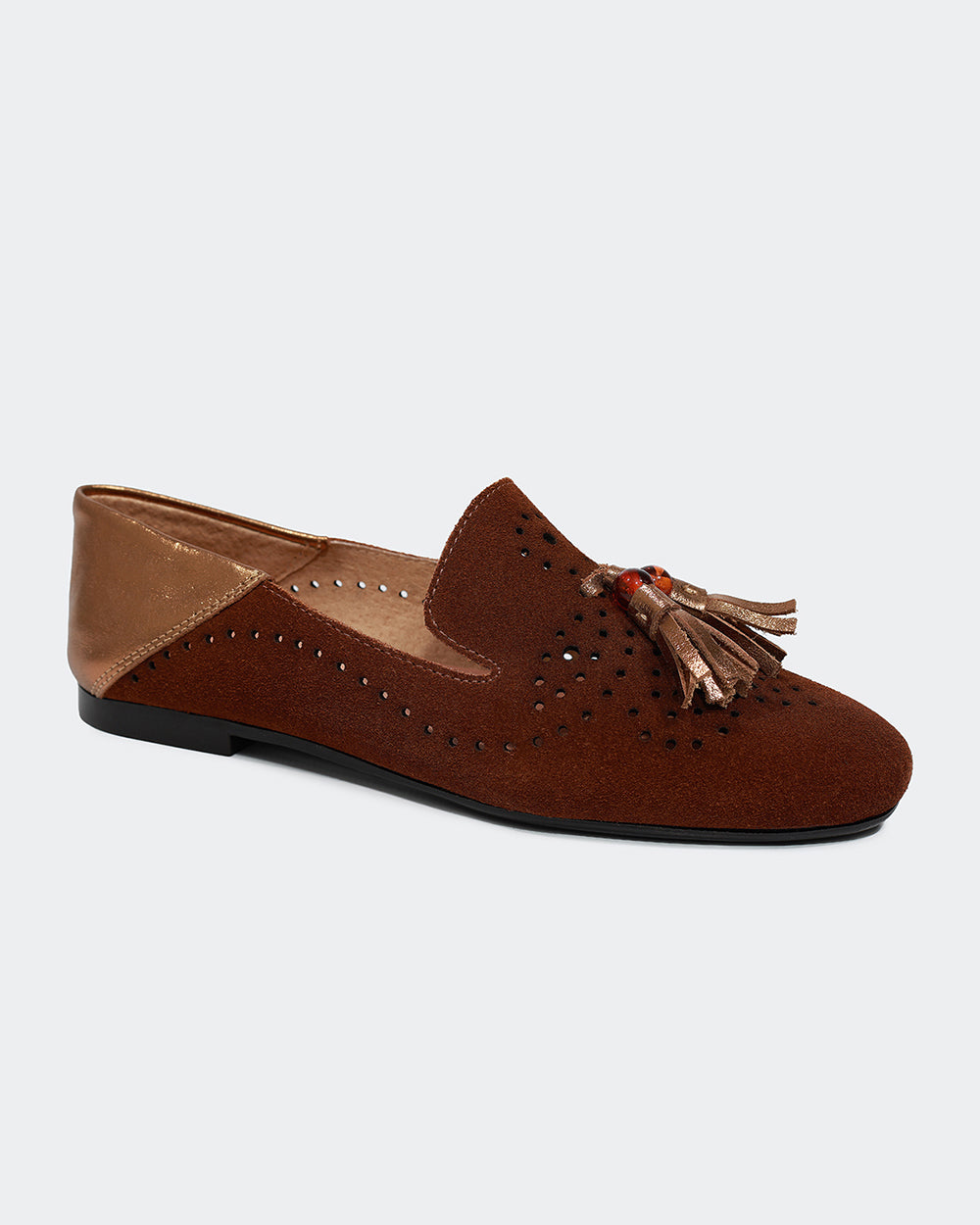 Loafer Bambolim Camurça Marrom Villa Griffe