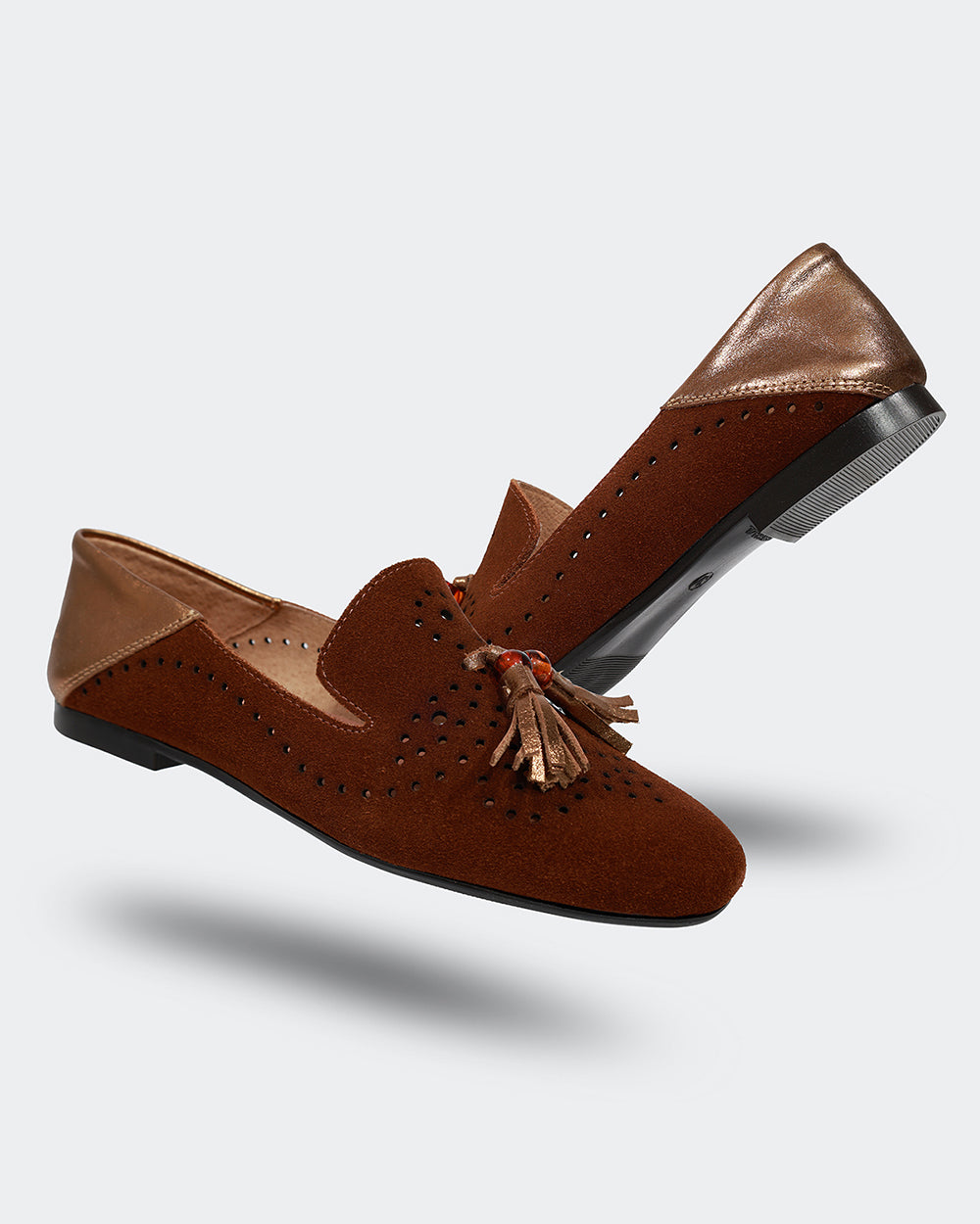 Loafer Bambolim Camurça Marrom Villa Griffe