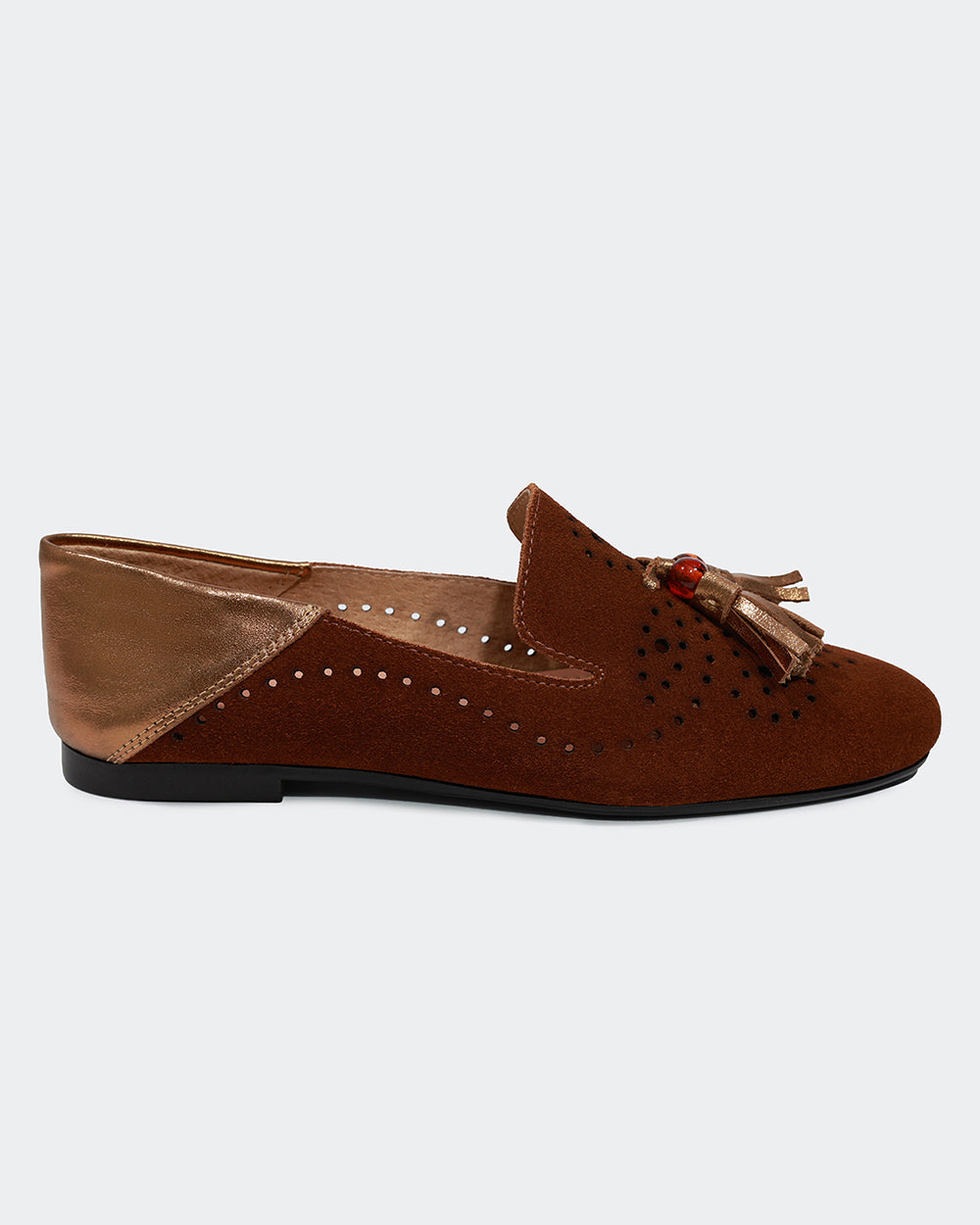 Loafer Bambolim Camurça Marrom Villa Griffe