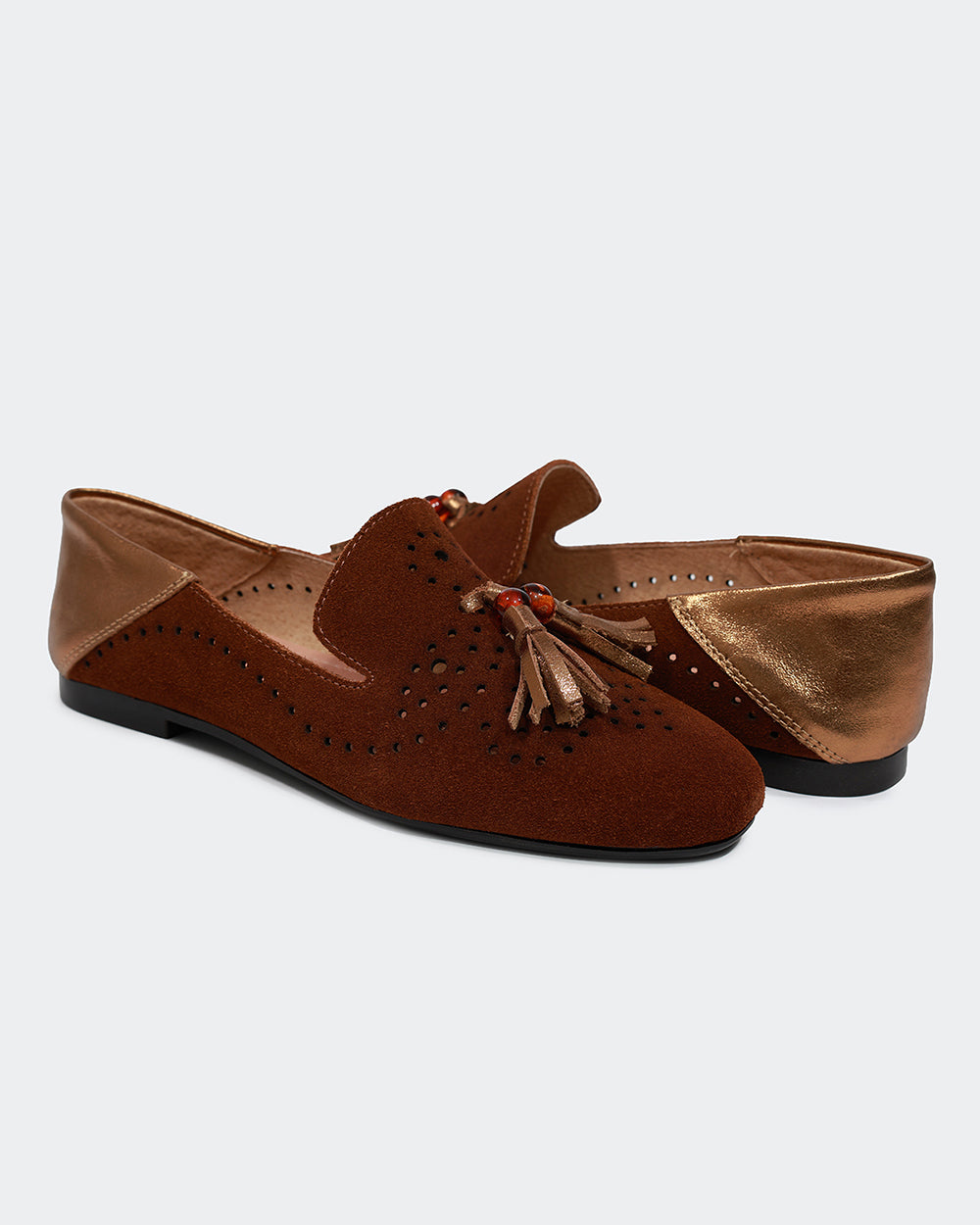 Loafer Bambolim Camurça Marrom Villa Griffe