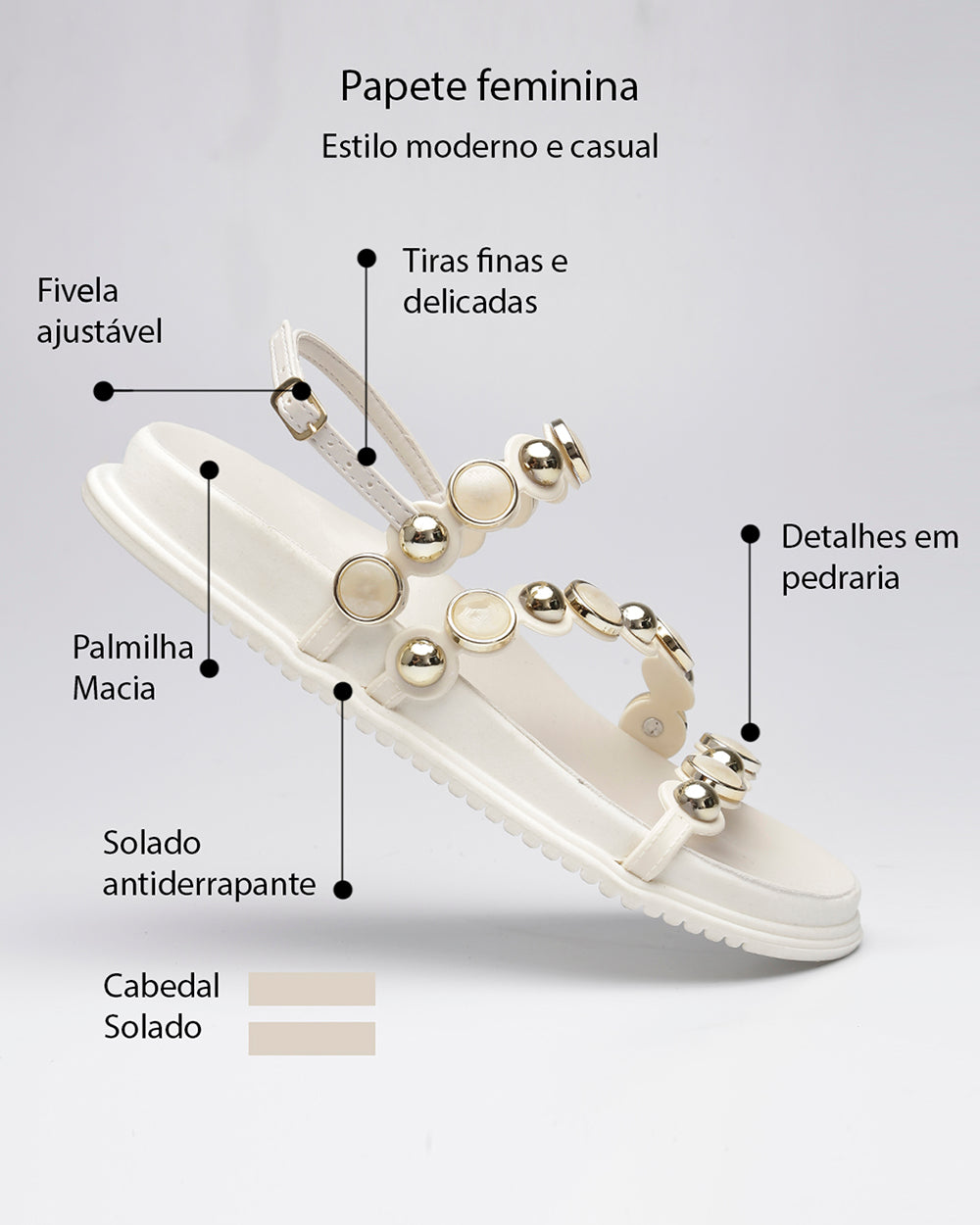 Papete Pedrarias e Esferas Off White Villa Griffe
